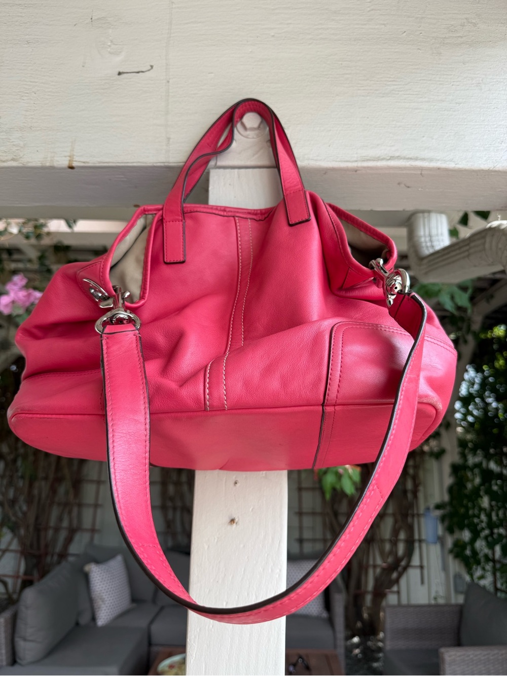 Coach Pink Leather Shoulder Hobo Bag - Picture 2 of 6